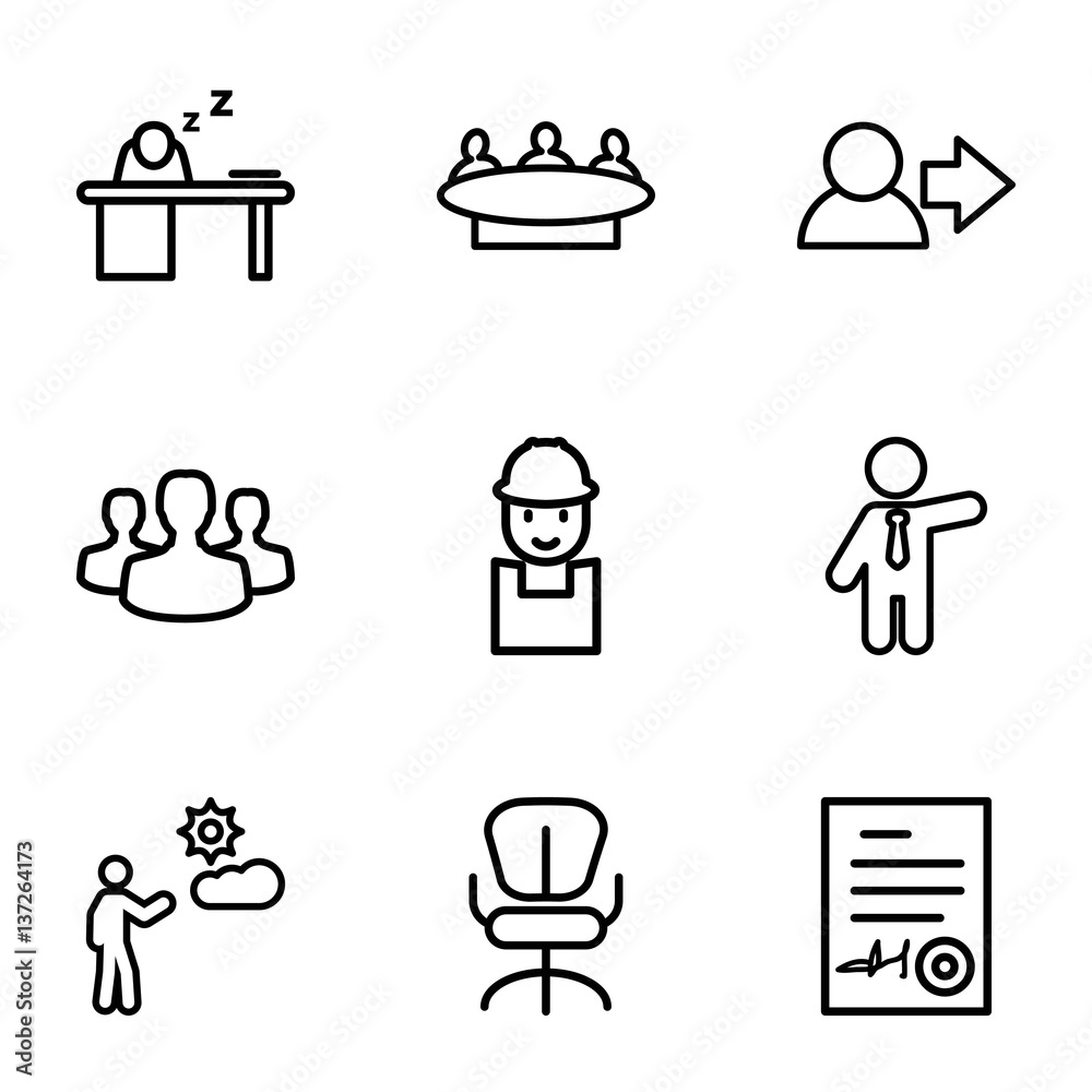 Set of 9 manager outline icons Set of 9 manager outline icons