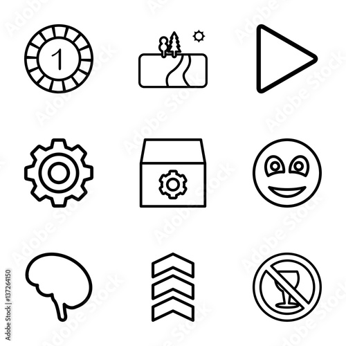 Set of 9 circle outline icons