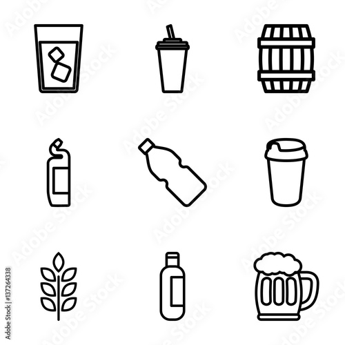 Set of 9 beer outline icons