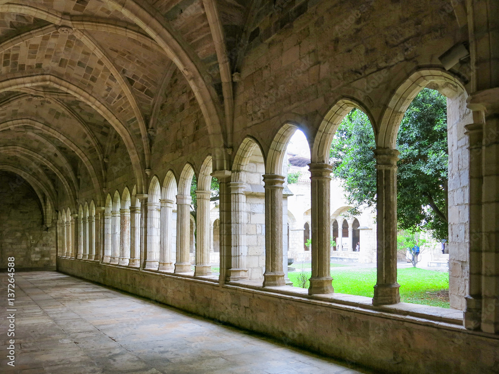 Cloister view in Santander Cathedral, Cantabria, Spain