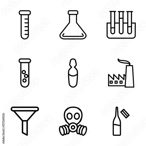 Set of 9 chemical outline icons