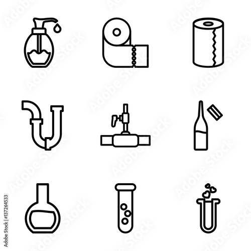 Set of 9 tube outline icons