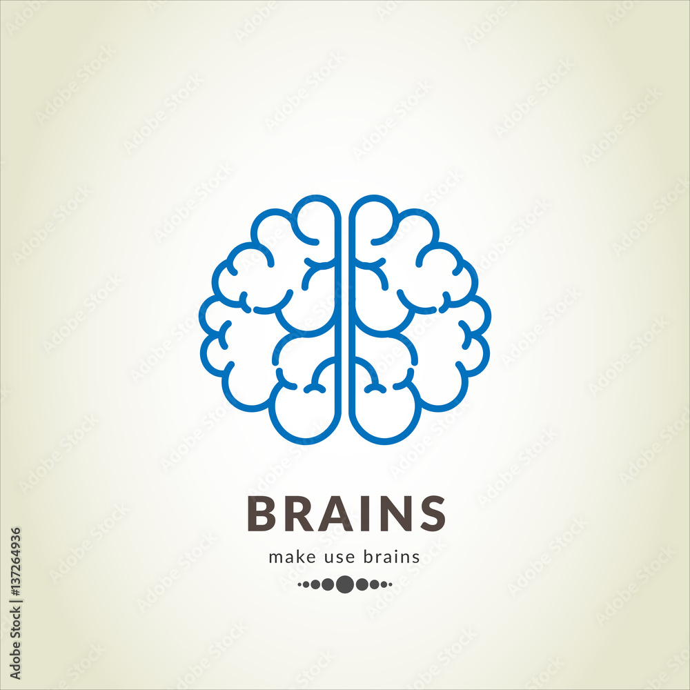 Obraz premium Brain blue icon Smart concept