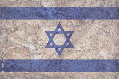 Grunge Israel flag texture  on rustic plaster