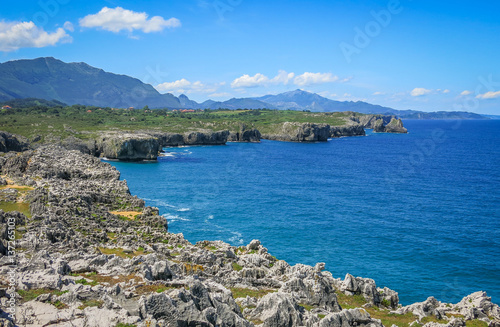 Scenic coastline at Cabo de Mar, between Llanes and Ribadesella, Asturias, northern Spain