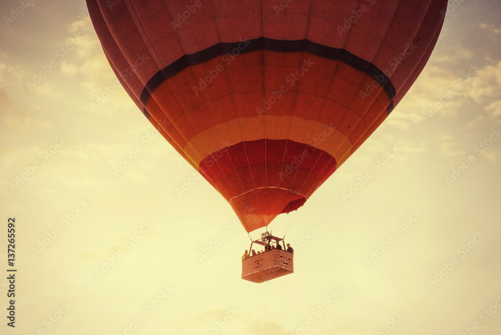 Obraz premium Balloon foggy morning in Cappadocia. TURKEY. blurred images