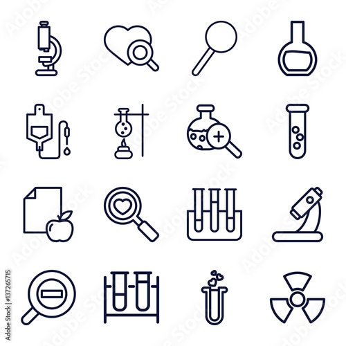 Set of 16 research outline icons