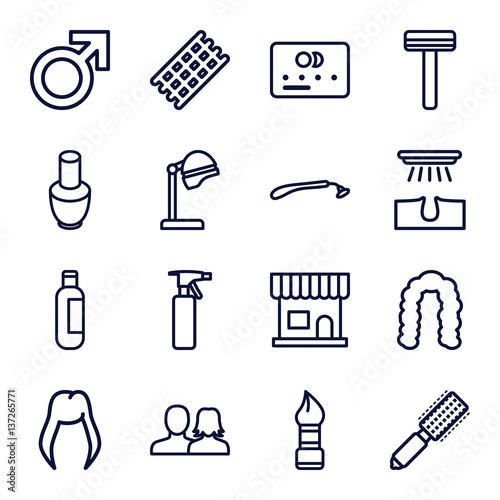 Wallpaper Mural Set of 16 Barbershop outline icons Torontodigital.ca