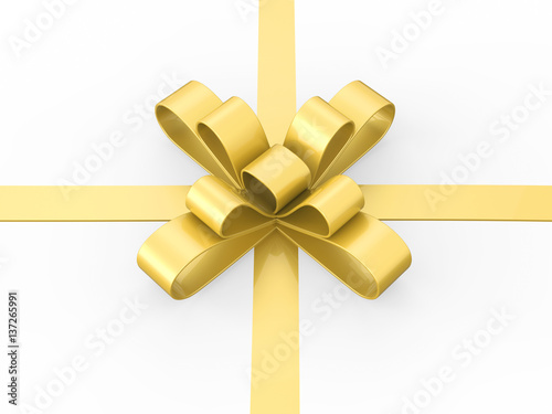 3D illustration gold gift bow