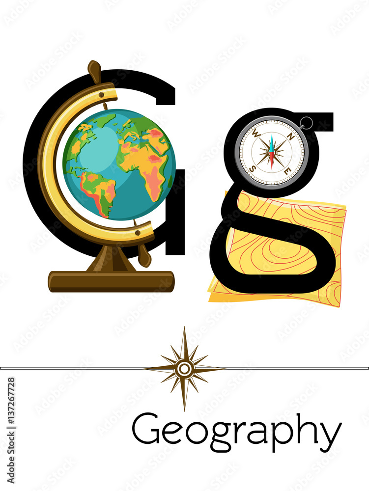 Flash card letter G is for Geography. Science alphabet for kids. Puzzle ABC  flash cards series. Cartoon vector illustration in flat style. Stock Vector  | Adobe Stock