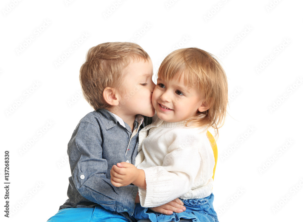 Cute little children on white background Cute little children on white background