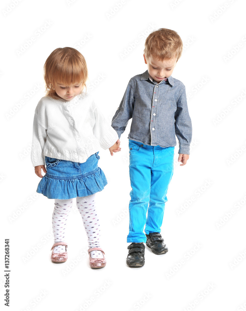 Cute little children on white background Stock Photo Adobe Stock