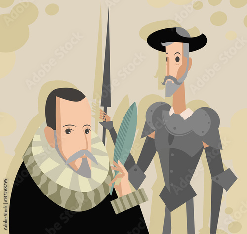 great spanish writer and armored quixote knight photo