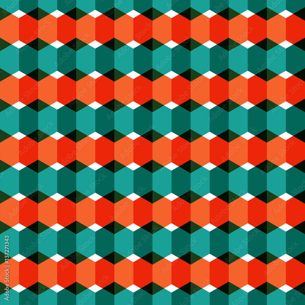 Stylish vector seamless geometric pattern made of linear hexagons in modern bright colors. Creative retro background Stylish vector seamless geometric pattern made of linear hexagons in modern bright colors. Creative retro background