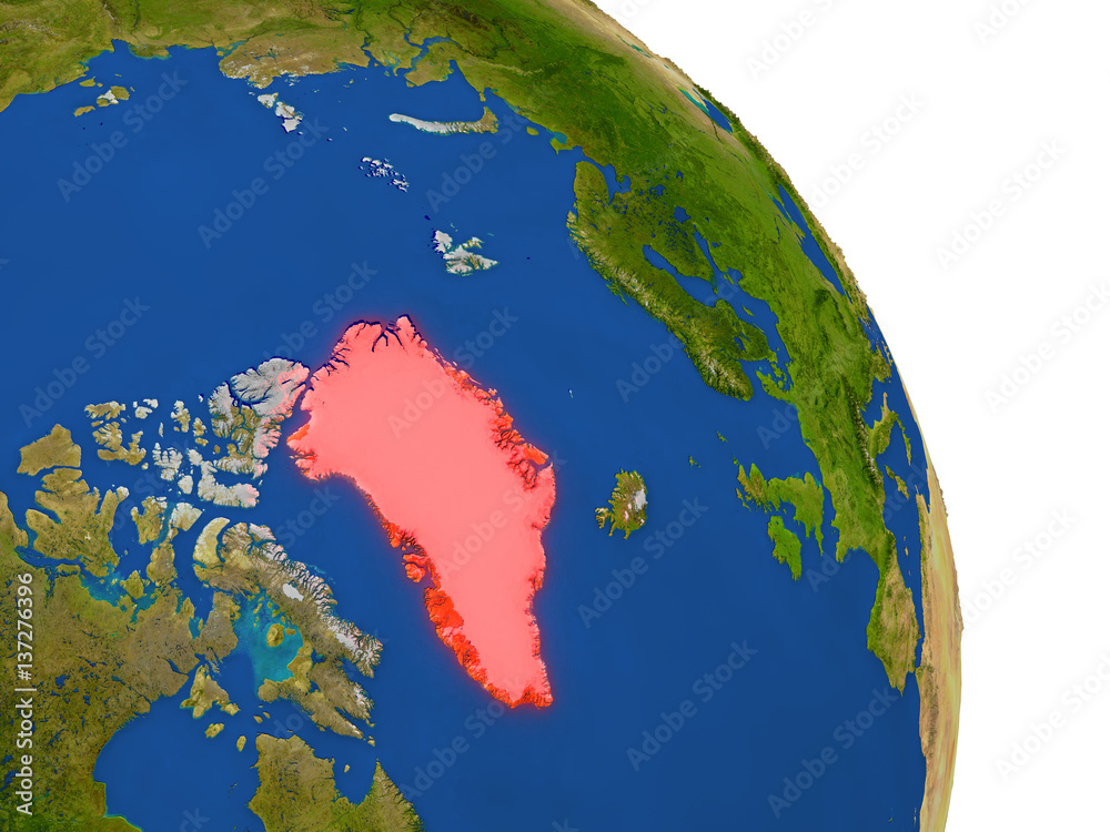 Map of Greenland in red