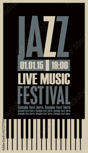 poster for the jazz festival with a keys of the piano
