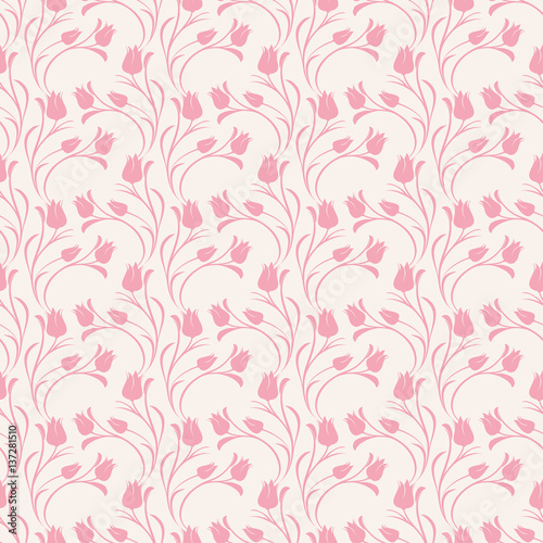 Tulips dusty pink seamless pattern.