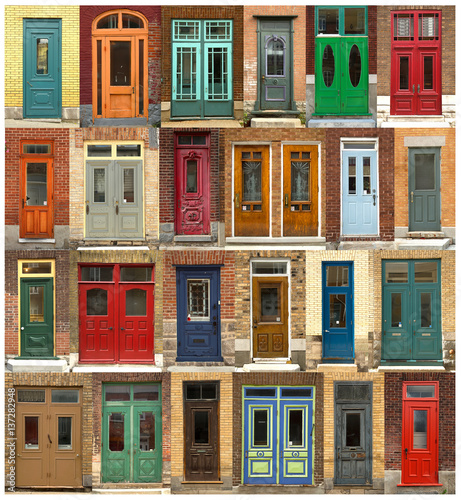 Doors collage from Quebec city in Canada