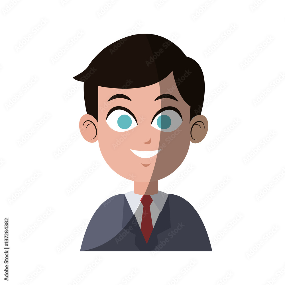 businessman wearing suit and tie over white background. colorful design. vector illustration