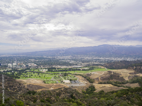 Aerial view of Burbank cityscape
