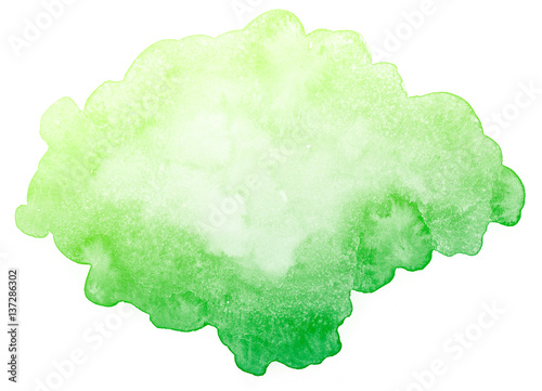 Abstract green watercolor on white background.The color splashing on the paper.It is a hand drawn.