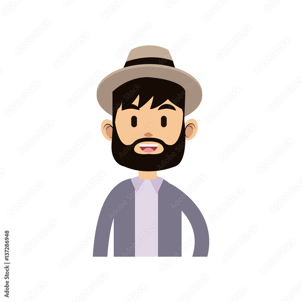 man wearing a hat over white background. colorful design. vector illustration