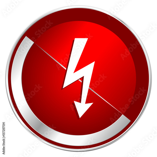 Bolt red web icon. Metal shine silver chrome border round button isolated on white background. Circle modern design abstract sign for smartphone applications. Free Download Bolt red web icon. Metal shine silver chrome border round button isolated on white background. Circle modern design abstract sign for smartphone applications. - GFXLoad
