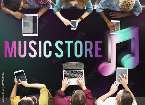 Audio Store Music Note Icon Graphic Concept photo