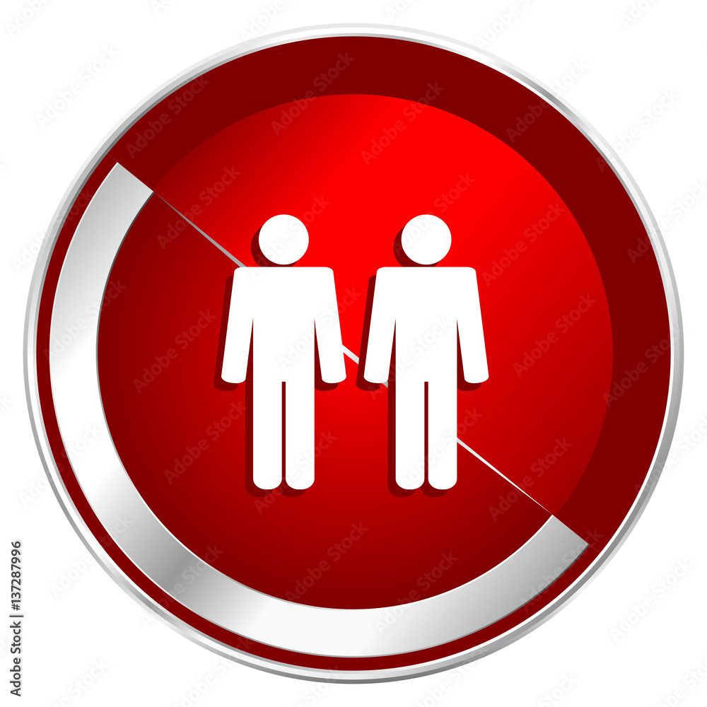 Couple red web icon. Metal shine silver chrome border round button isolated on white background. Circle modern design abstract sign for smartphone applications. Couple red web icon. Metal shine silver chrome border round button isolated on white background. Circle modern design abstract sign for smartphone applications.