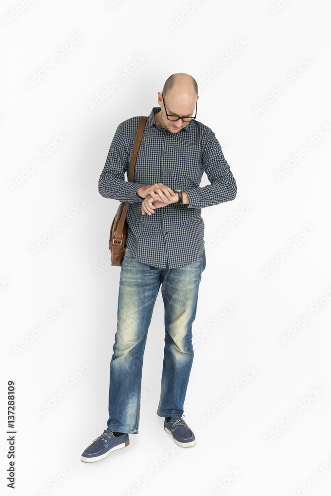 Fototapeta premium A Man Staring a Watch for a Time
