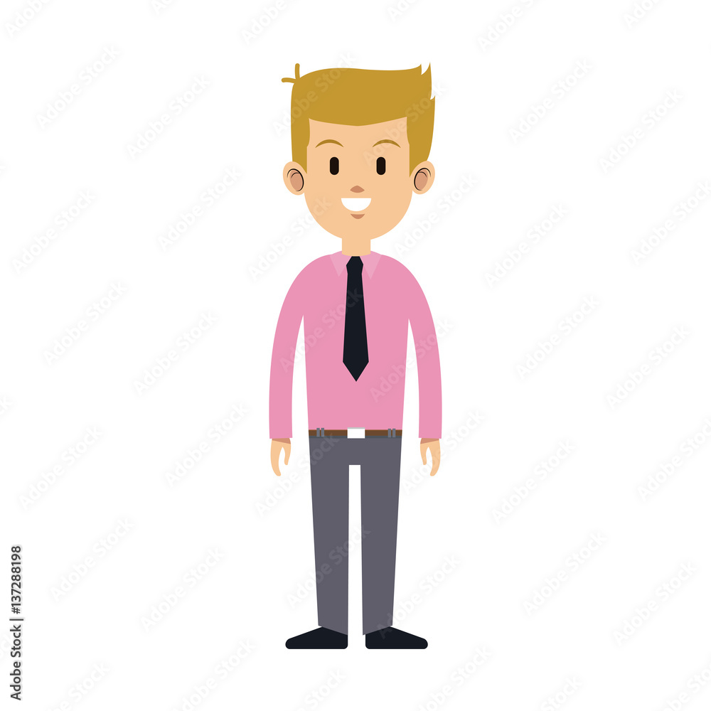 man wearing a tie cartoon icon over white background. colorful design. vector illustration