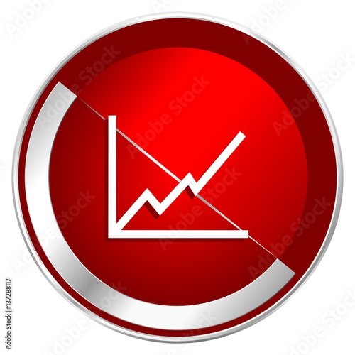 Chart red web icon. Metal shine silver chrome border round button isolated on white background. Circle modern design abstract sign for smartphone applications. Free Download Chart red web icon. Metal shine silver chrome border round button isolated on white background. Circle modern design abstract sign for smartphone applications. - GFXLoad