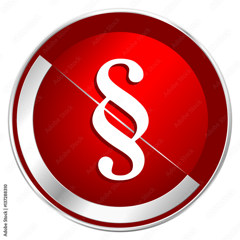 Paragraph red web icon. Metal shine silver chrome border round button isolated on white background. Circle modern design abstract sign for smartphone applications. Paragraph red web icon. Metal shine silver chrome border round button isolated on white background. Circle modern design abstract sign for smartphone applications.