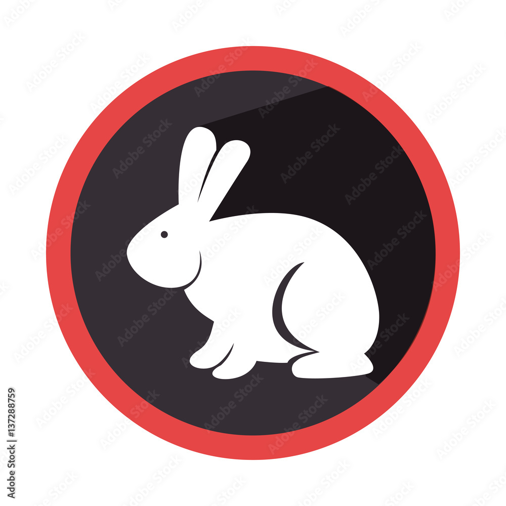 circular shape with silhouette rabbit with long ears vector illustration circular shape with silhouette rabbit with long ears vector illustration