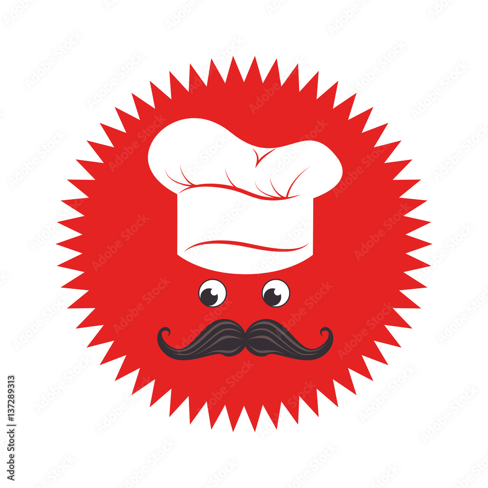 Obraz premium stamp with face chef and hat vector illustration