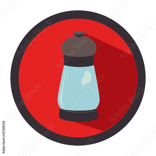 circular button with salt glass container vector illustration