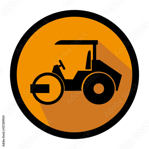 color circular emblem with road roller vector illustration