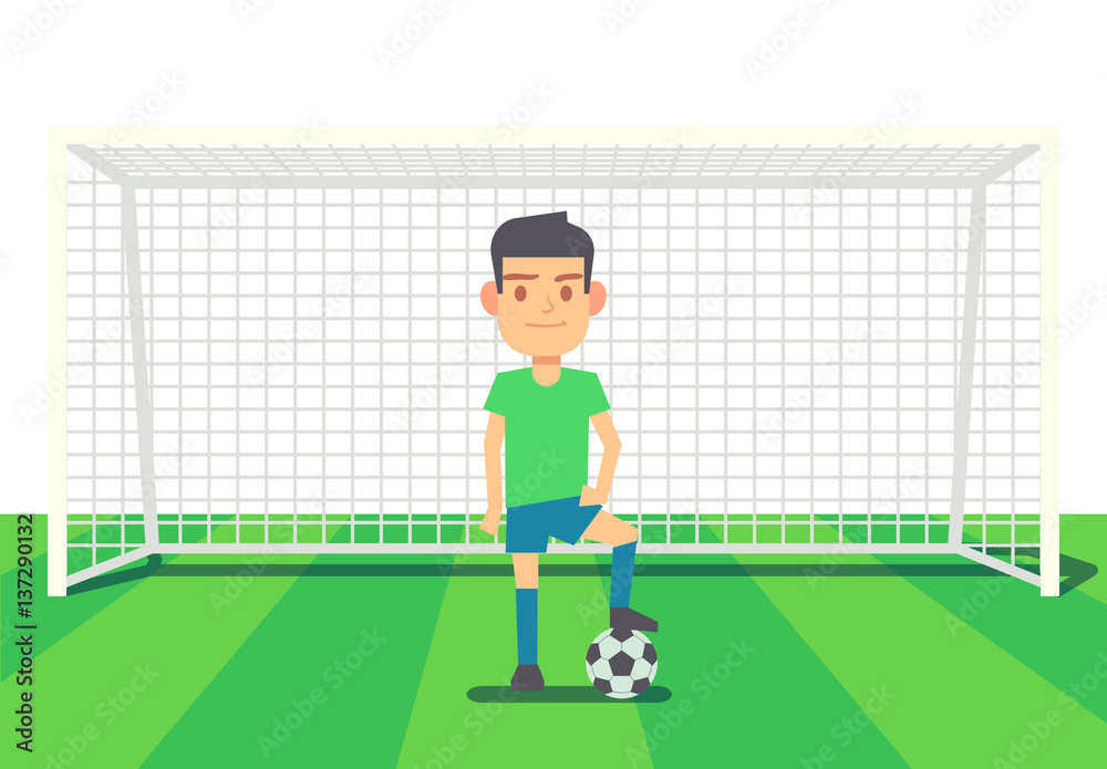 Fototapeta premium Soccer goalkeeper keeping goal vector illustration