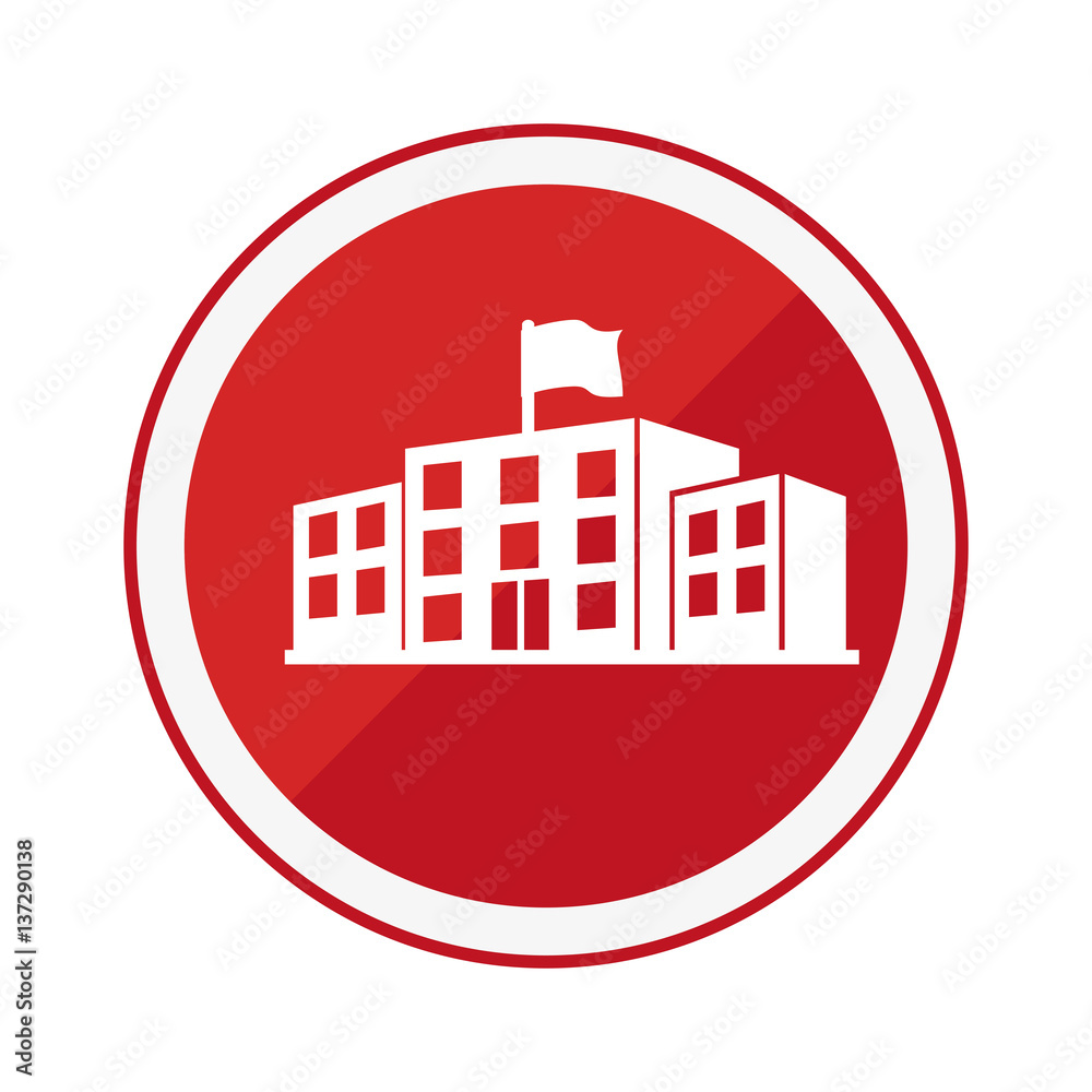 monochrome circular emblem with high school structure vector illustration monochrome circular emblem with high school structure vector illustration