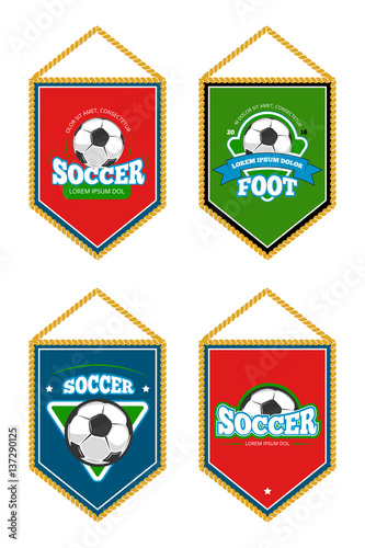 Soccer club pennants set with logo templates isolated