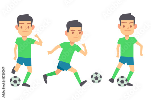 Soccer players with balls vector set isolated white
