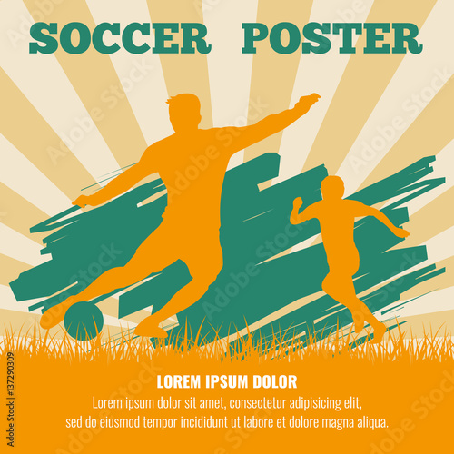 Soccer players vector poster template