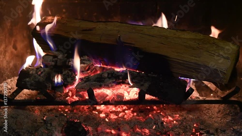 Fireplace Burning Wood