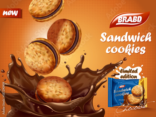 Sandwich chocolate cookies ad