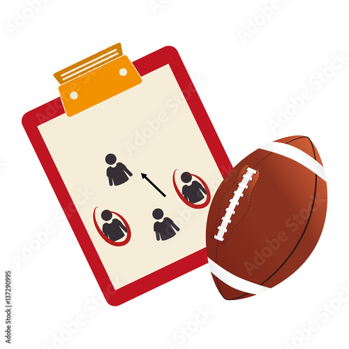 table with sheet and football ball vector illustration vector illustration