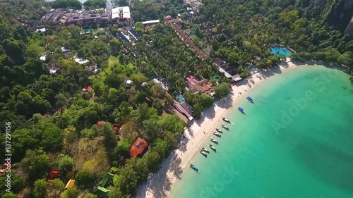 Aerial: Railey beach, Krabi, Thailand. HD slowmotion. photo