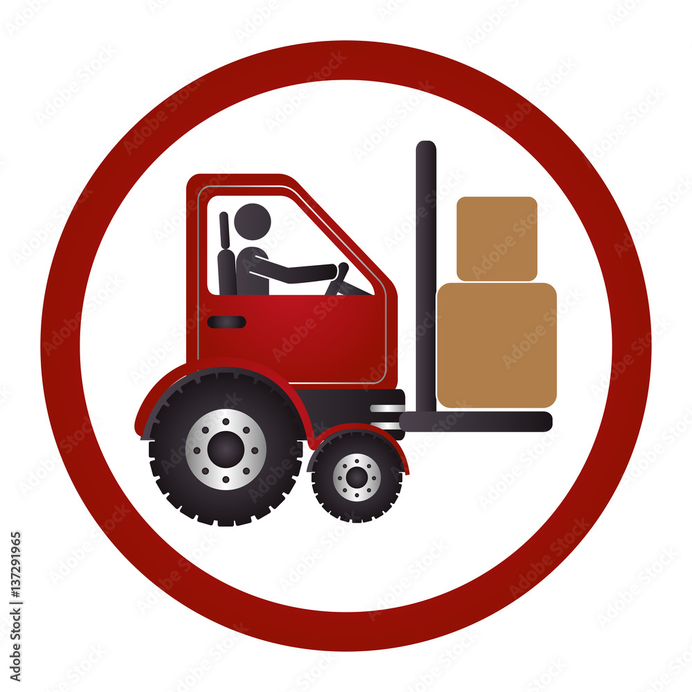 circular emblem with forklift truck with forks vector illustration circular emblem with forklift truck with forks vector illustration