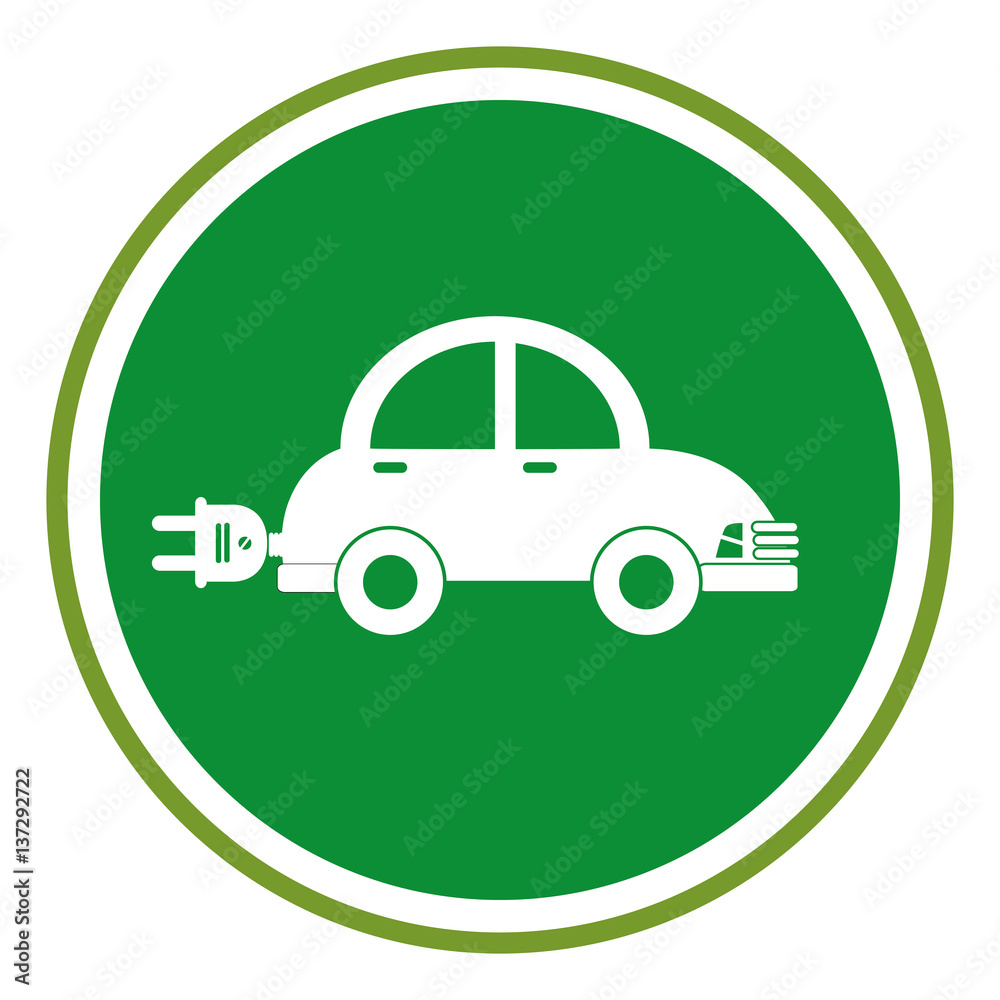 color circular frame with electric eco car vector illustration