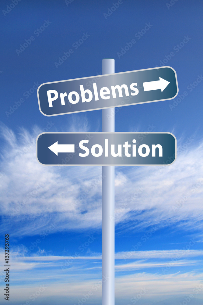 Problems vs solution ahead road sign 1 Problems vs solution ahead road sign 1