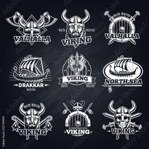 Vintage White Viking Emblems Set